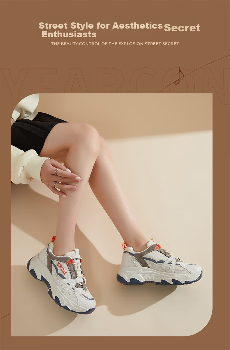 Yierkang Women's Chunky Sneakers, Lightweight And Versatile Casual Shoes for Spring And Summer, Outdoor Thick-Soled Sports Shoes, Simple Breathable Comfortable Footwear for Wome 3