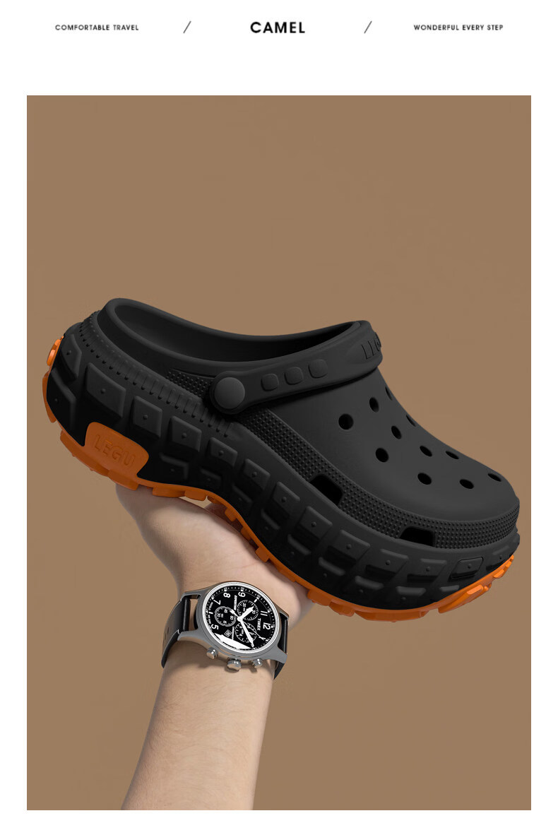 Aphrodite Men's Thick-Soled Clog Sandals Summer Outdoor Breathable Non-Slip Durable Couple's Sandals Black Size 42-43 16