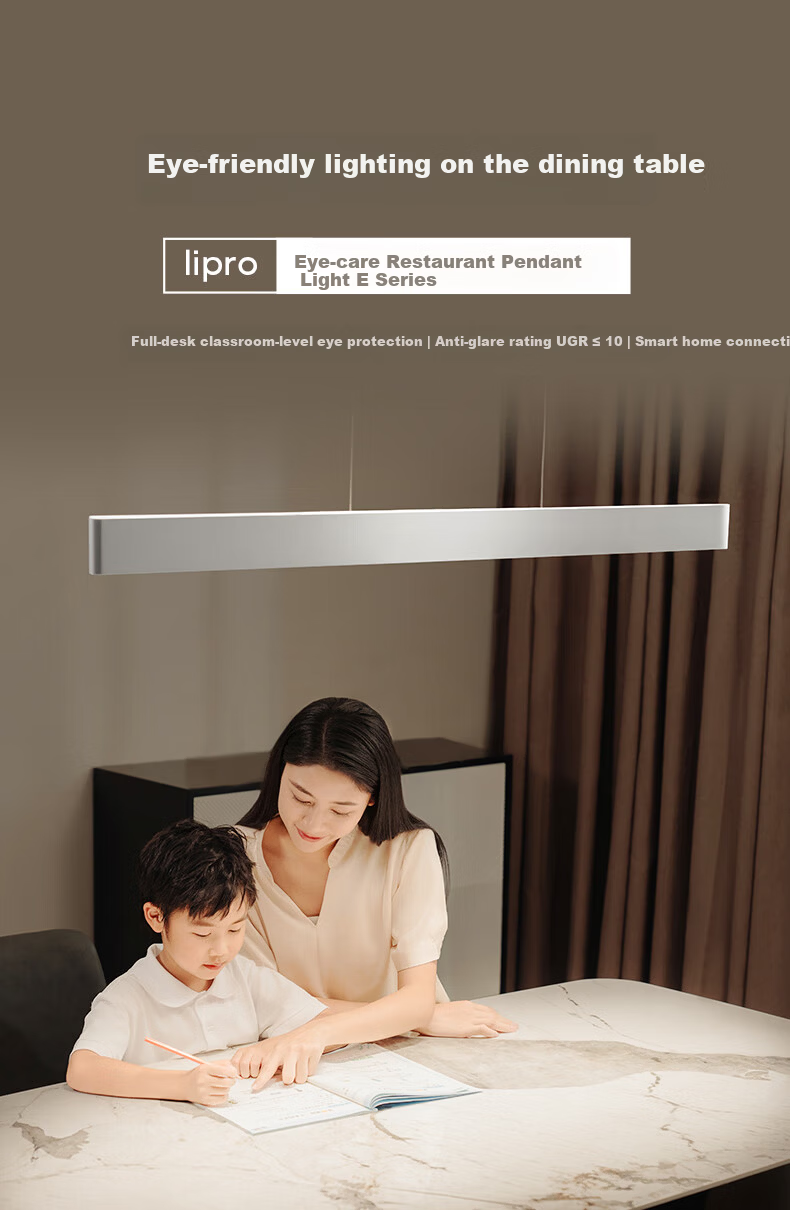 Lipro Eye-Care Restaurant Linear Pendant Light Modern Minimalist Smart Straight Bar Pendant Light Moonlight Silver 1