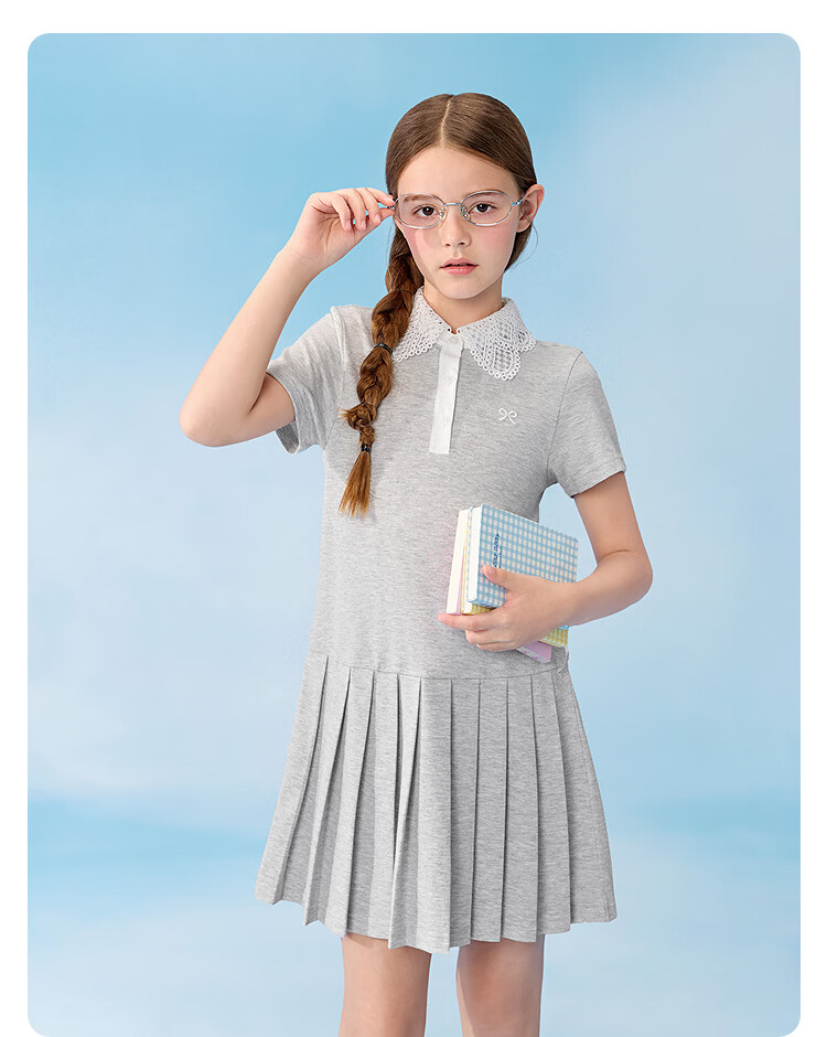 Balabala Girls Dress Children's Dress 2026 Summer Big Kids Academy A-line POLO Dress Sweet 20