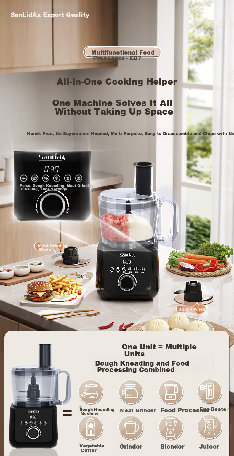SANLIDA Multifunctional Home Dough Mixer and Food Processor Fully Automatic Meat Grinder Kneading Whipping Blender Ice Crushing Juicing Coffee Grinder 1