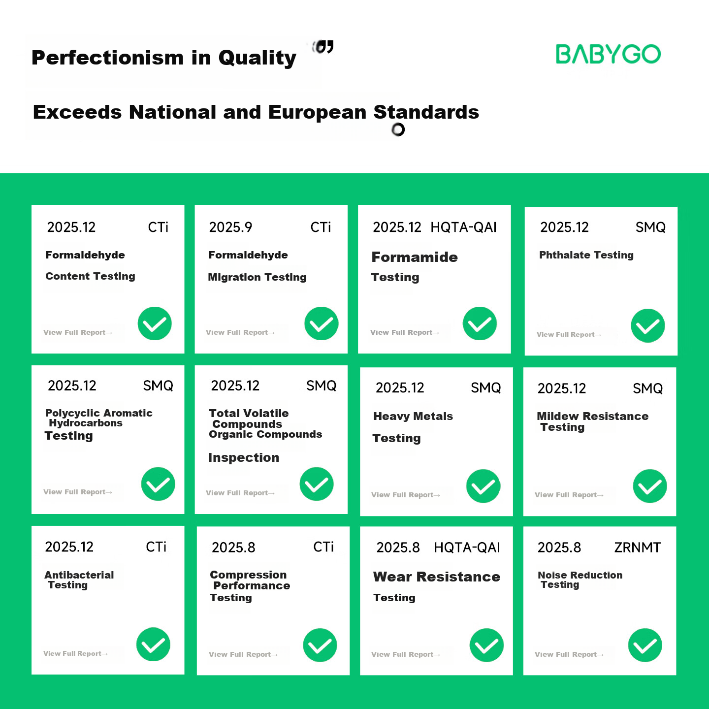 BG-BABYGO Green Core Baby Crawling Mat Non-Toxic Formaldehyde-Free Baby Playpen Floor Mat Anti-Fall Pad