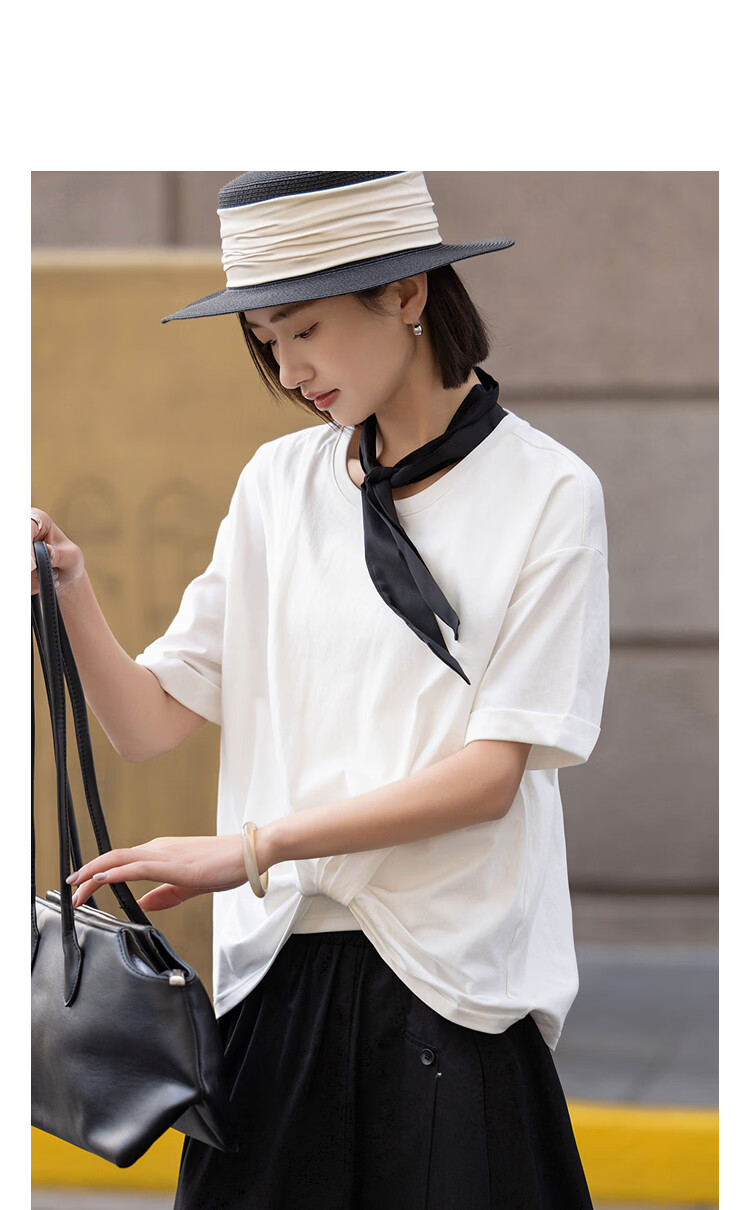 Demana [Cool Sorona] Summer Anti-Stick Cross Twist Loose Slim Fit Petite T-Shirt for Women Premium Feel 11