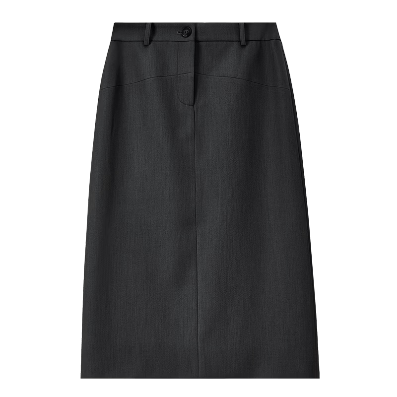 Shangdubila Intelligent Commuter Women's Spring Summer Curved Split Hem Slit Straight Suit Skirt High-End Mid-Length