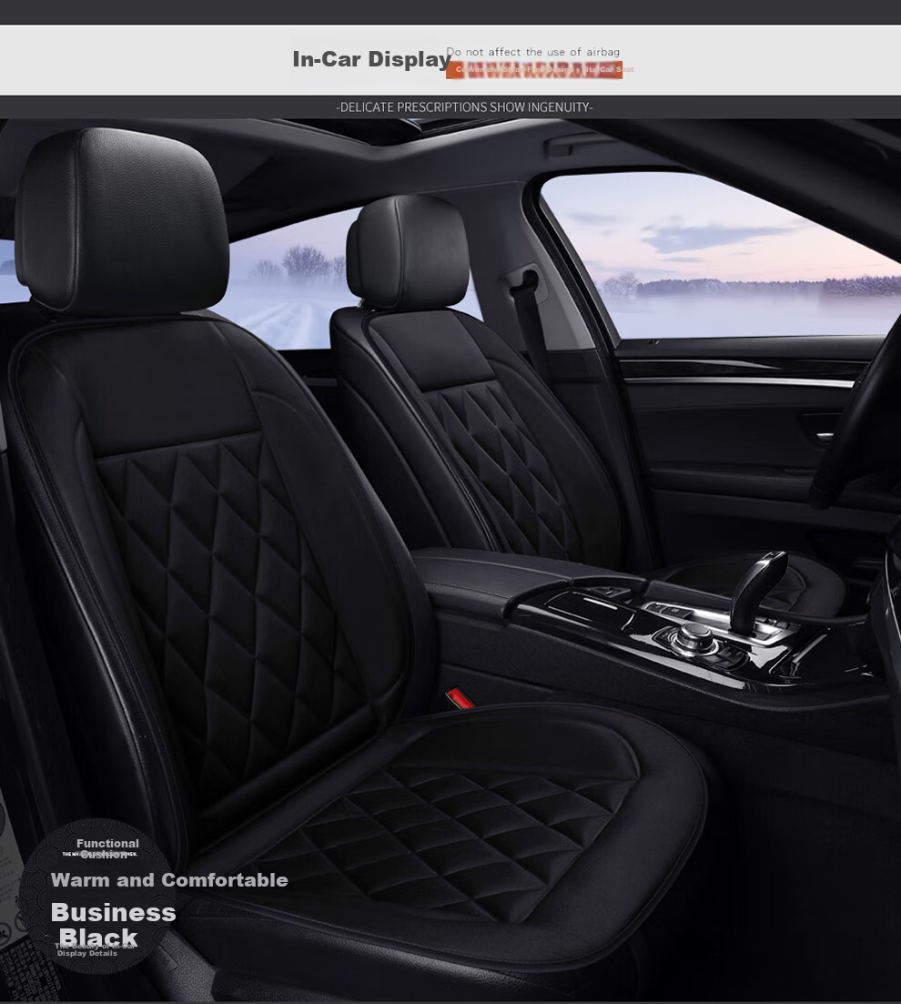 Digalun Car Heated Seat Cushion 12V Three-Piece Set Business Black Winter Rear Seat Electric Heating Pad 10