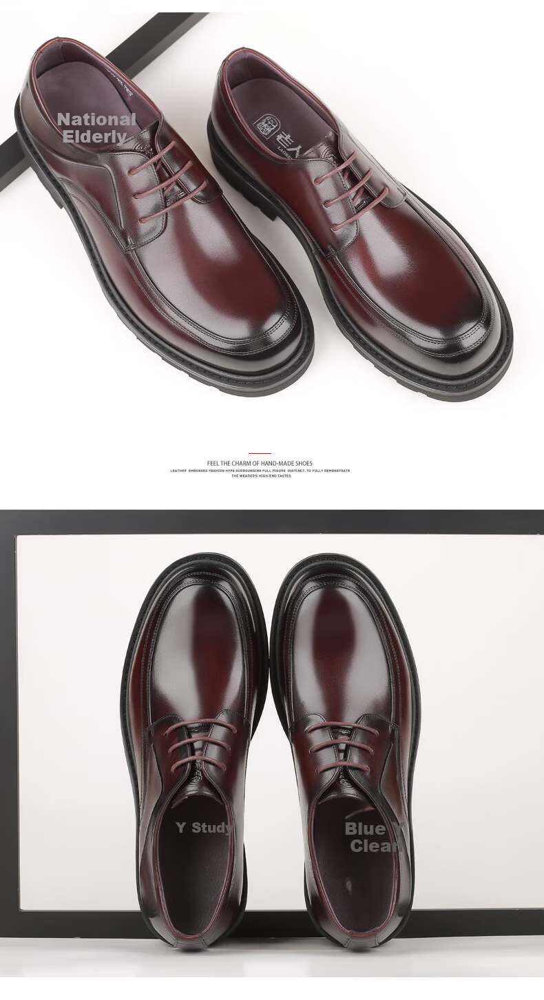 LAORENTOU Men's Leather Dress Shoes British Style Low-top Casual Soft First Layer Cowhide Lace-up Non-slip Round Toe Black 38 20
