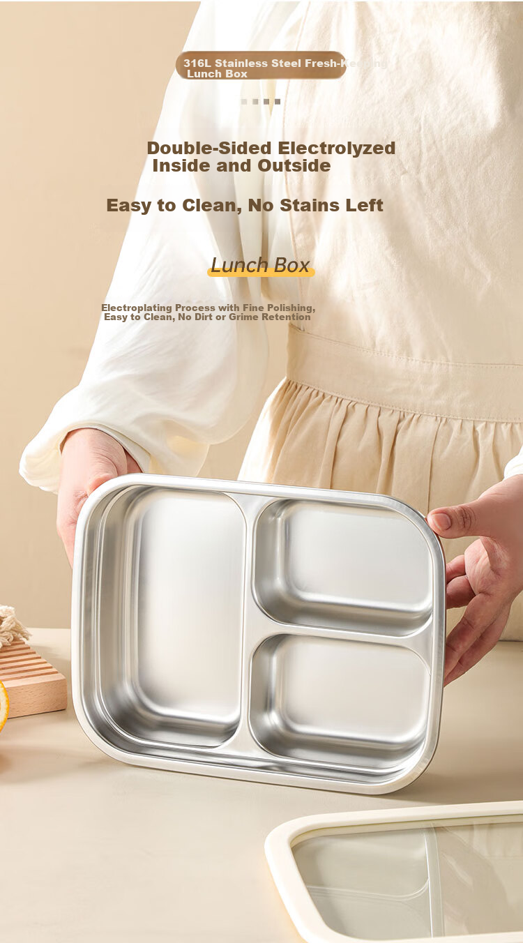 Wuxin Quality 316L Stainless Steel Lunch Box for Office Workers, Divided Bento Box, Microwave Safe, Large Capacity Double Compartment 1250ml 13