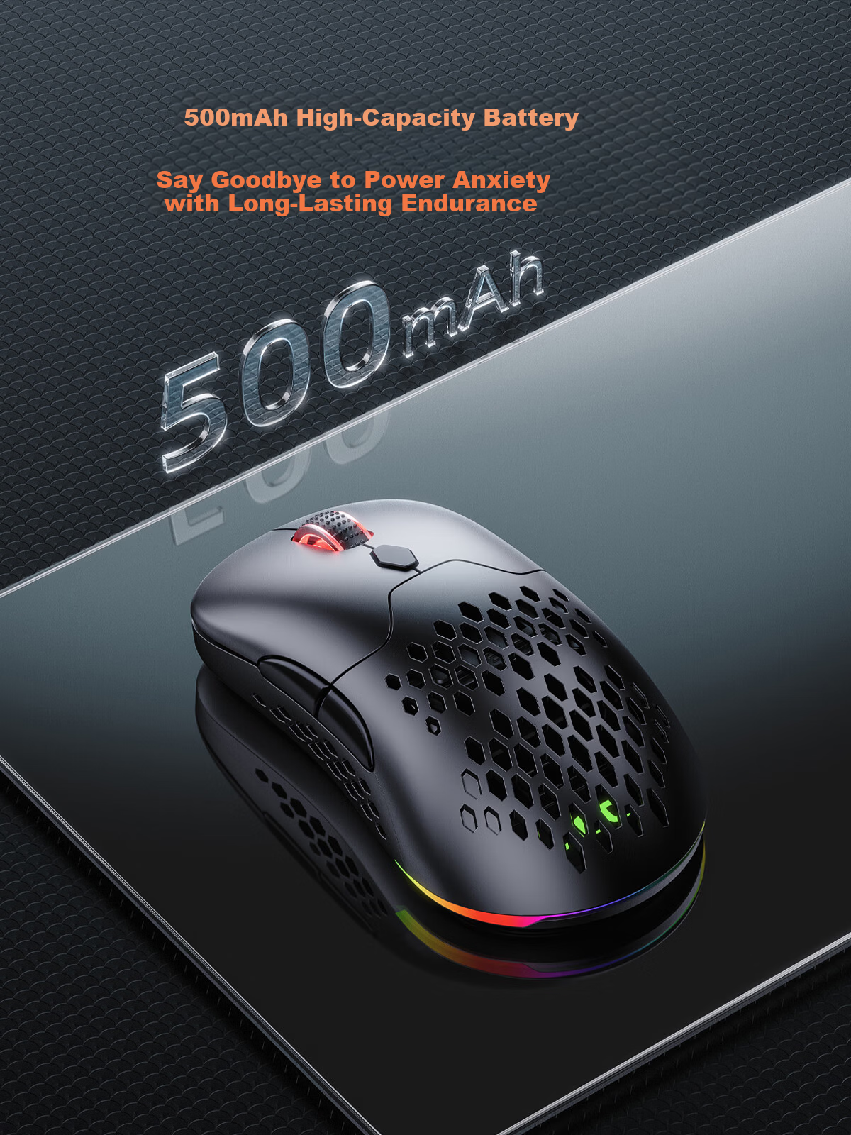 AOC GM530 Wireless Bluetooth Tri-Mode Laser Gaming Mouse RGB Backlit Replaceable Top Cover Left and Right Button Micro Switches White 9
