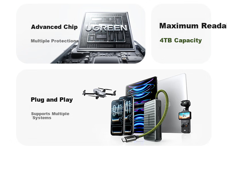 Ugreen Type-C 3.0 Mini Card Reader High-Speed SD/TF Multi-Function Storage Box Compatible with DSLR Cameras, Computers, and Smartphones 5