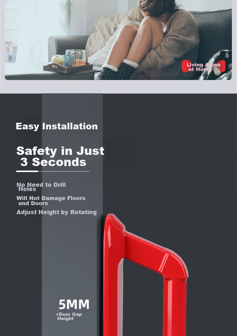 Etravel Door Stopper Travel Strong Door Blocker Card Door Opener for Women's Self-Defense Anti-Theft Essential Device Hotel Guesthouse Home Portable Safety Lock Door Stopper China Red 8