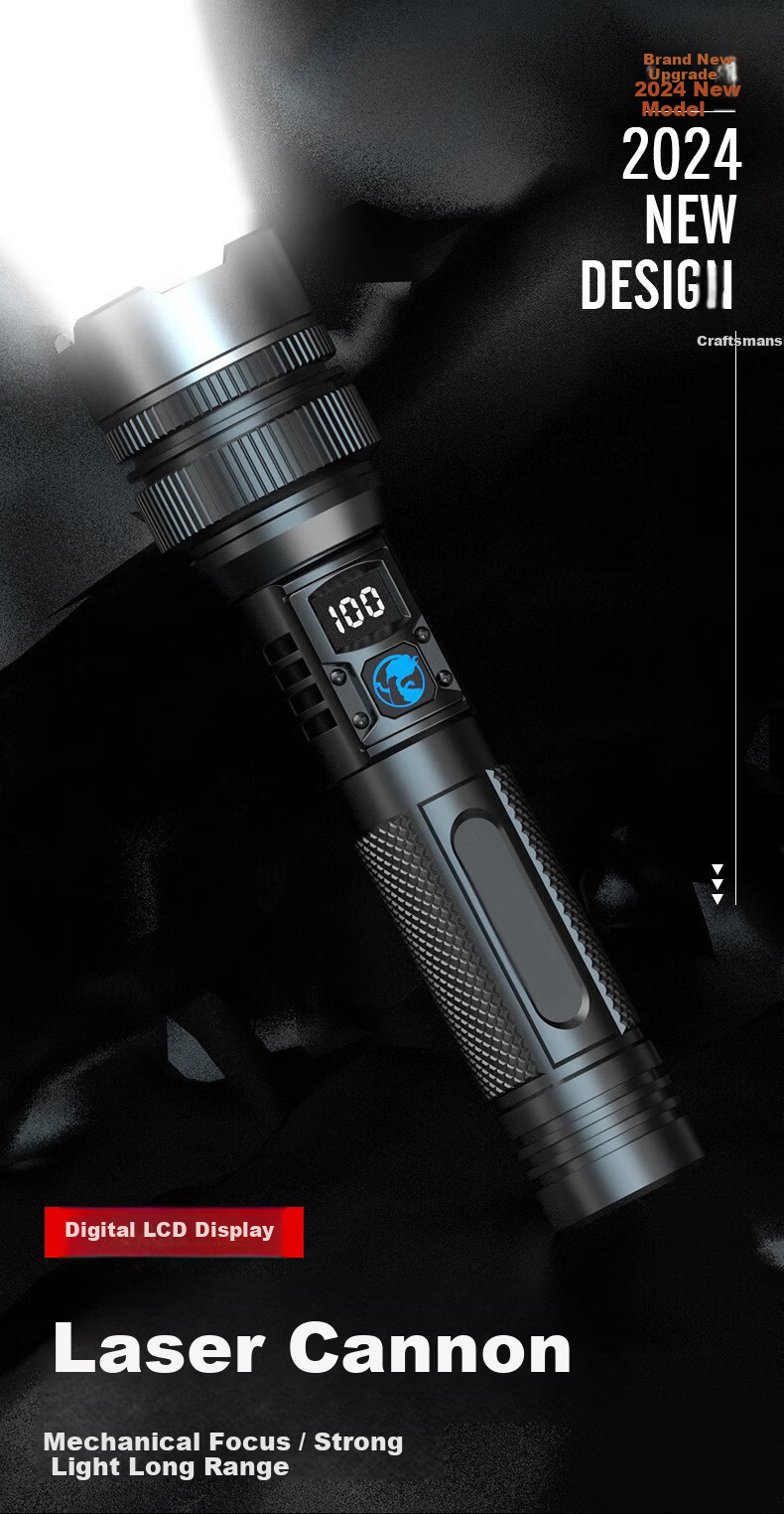 Hanyiwei Industrial Mobile Lighting High-Power Flashlight HYW-SD1 1800mAh Long Battery Life Zoomable Long-Range Outdoor Survival Ultra-Bright Rechargeable Portable Emergency Light 8