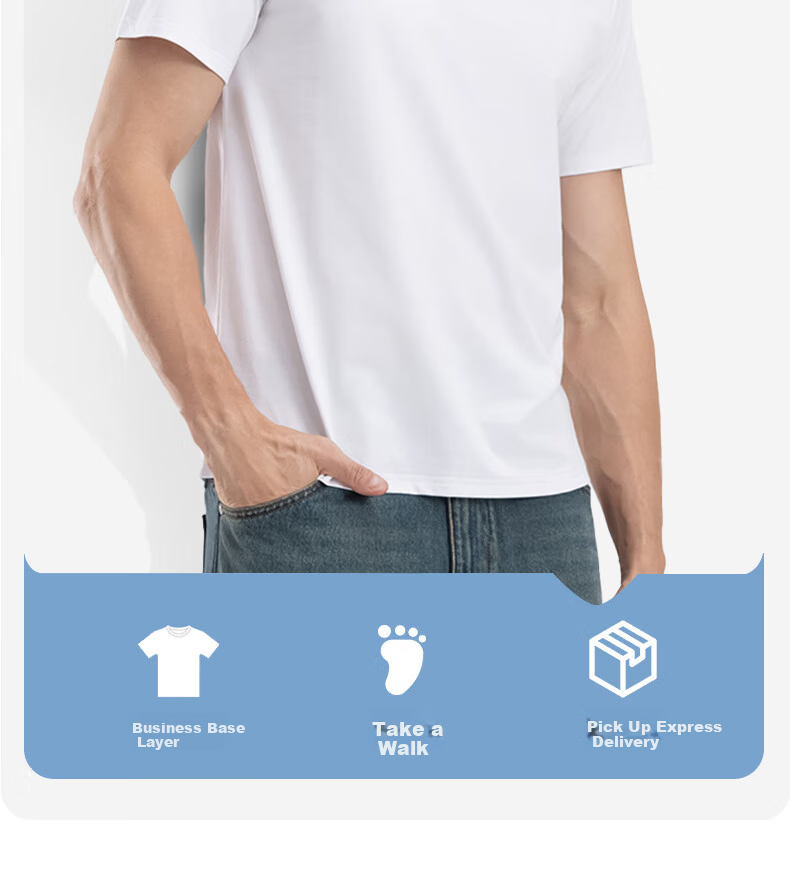 Mengyangwang Short Sleeve T-Shirt Men Xinjiang Cotton Men's Base Shirt 5A Antibacterial Crew Neck White Small T Wearable Gray XL 20