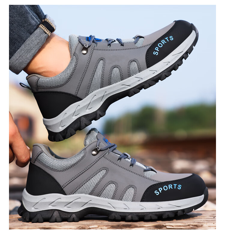 Jingtu Safety Shoes for Men, Summer Breathable Wear-Resistant Steel Toe Anti-Puncture Construction Site Work Shoes 857BK Size 39 20