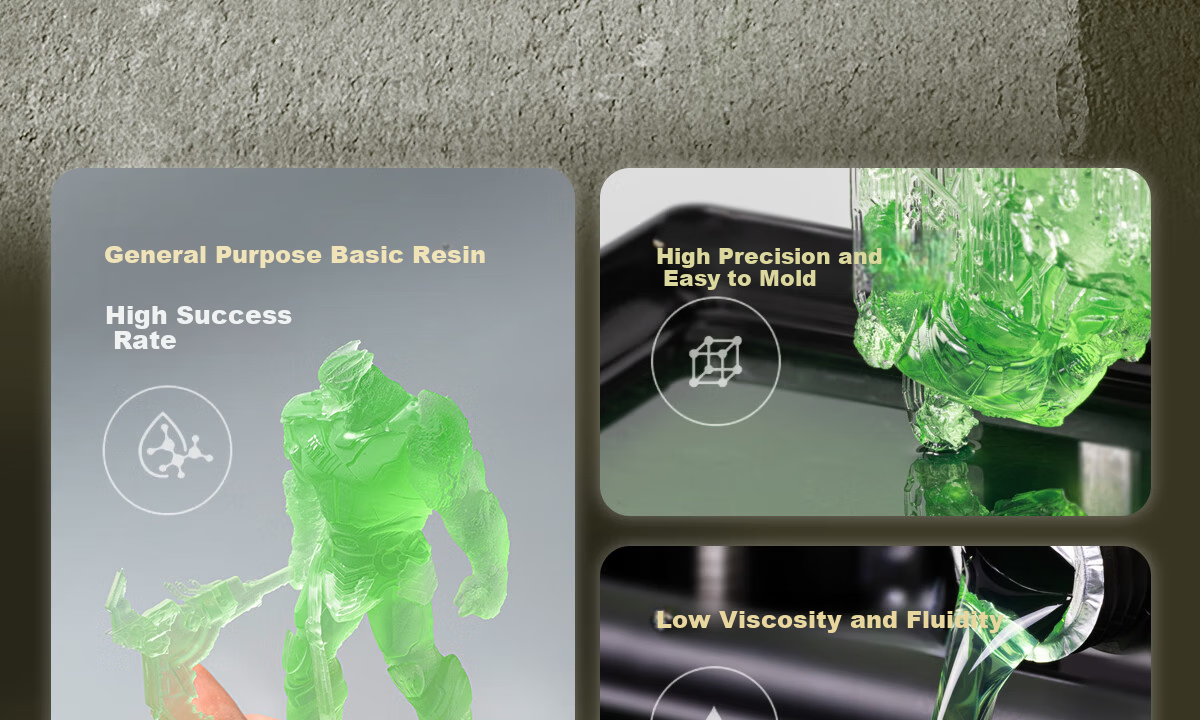 Caige Rigid Photocurable Resin 3D Printing Resin Material 405nm Wavelength LCD Compatible with Creality/Anycubic/Phrozen/Hege Printers 3