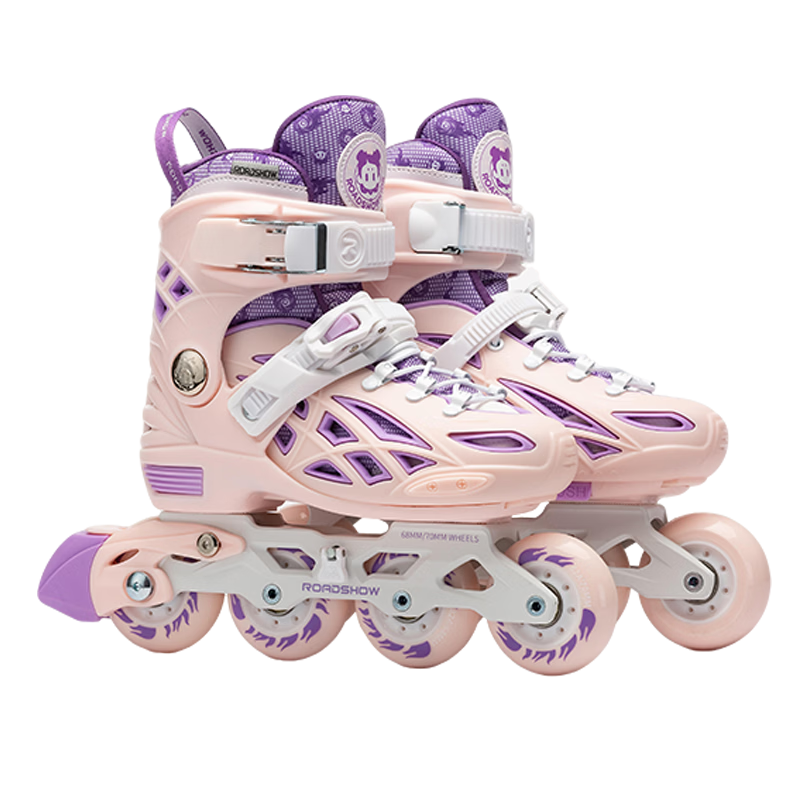ROADSHOW Kids Roller Skates Locking Wheels Complete Set Boys Girls Beginner Ice Skates Inline Skates RX2S Pink Purple L