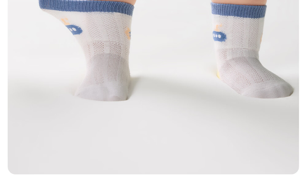 Betis Children's Socks 5-7 Years Summer Thin Cotton Class A Antibacterial Baby Mid-Calf Breathable Seamless Mesh Socks 16