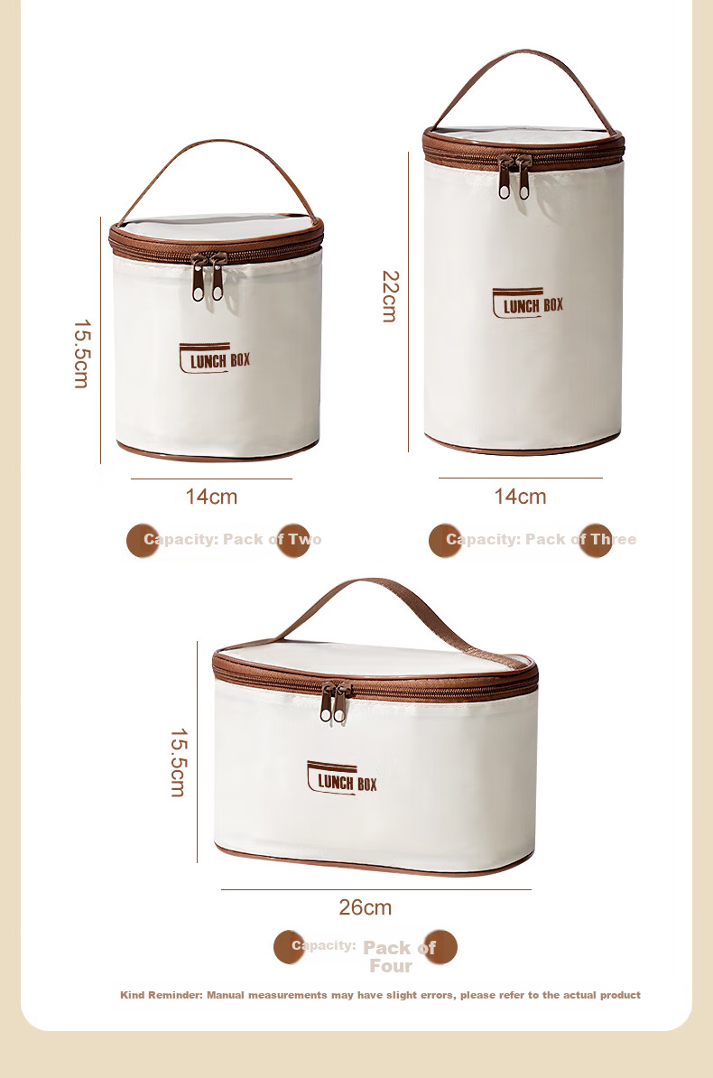Ymer Stainless Steel Insulated Lunch Box Set - New Combo White 4-Pack + Insulated Bag + Cutlery (2 Large, 2 Small) 30
