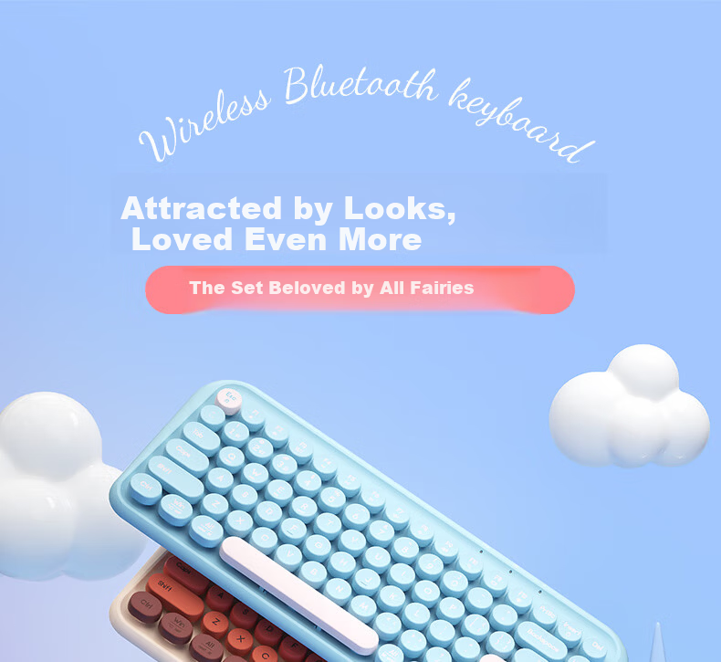 B.O.W Hangshi K500D Dual-Mode Bluetooth Wireless Keyboard Ultra-Thin Portable Office Tri-Mode 84-Key Keyboard for Phone iPad Tablet Laptop Starry Purple Color Block 1