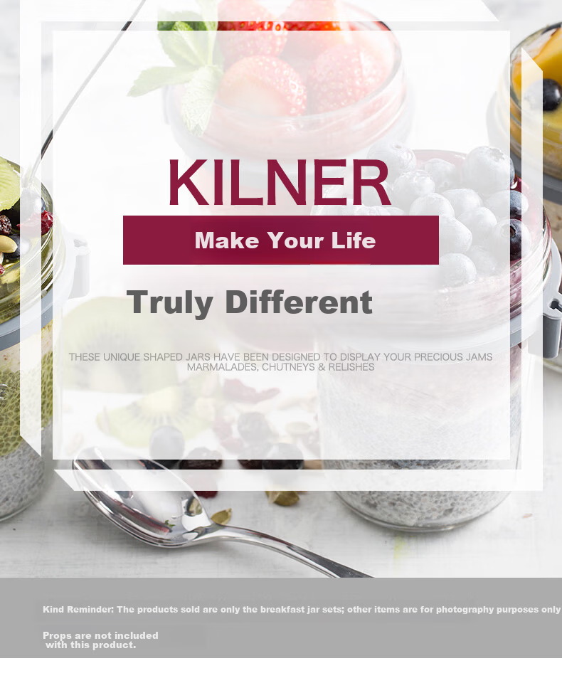 Kilner Overnight Oats Jar Glass Breakfast Cup Milk Cup Sealed Portable Food Grade with Measuring Lid and Spoon 350ml 13