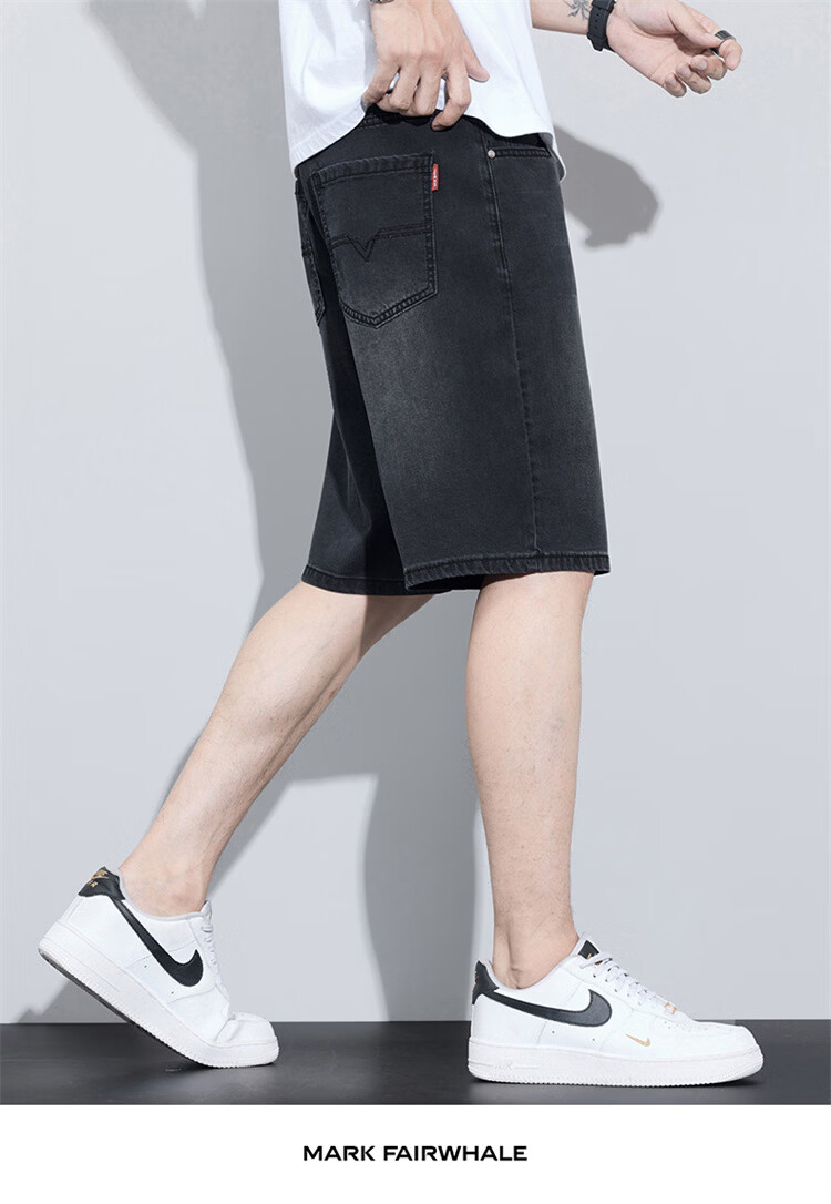 MARK FAIRWHALE Men's Tencel Denim Shorts Summer American High Street Lyocell Ice Silk Five-Point Thin Casual Pants 18