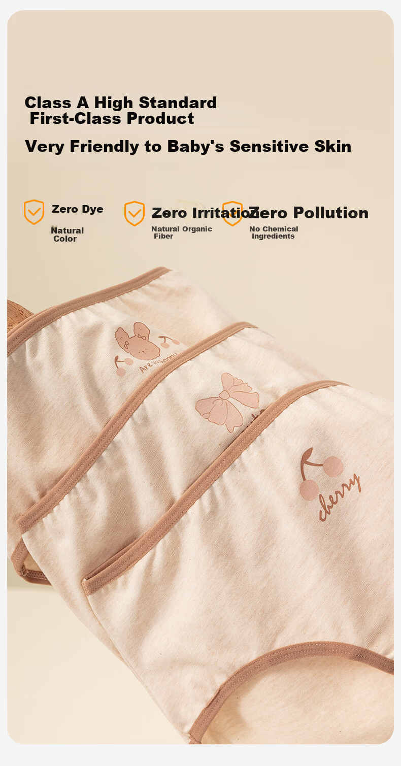Dingguagua Girls' Triangle Underwear Short Pants Full Cotton Antibacterial Class A Breathable Children's Underwear Little Cute Rabbit 140 9