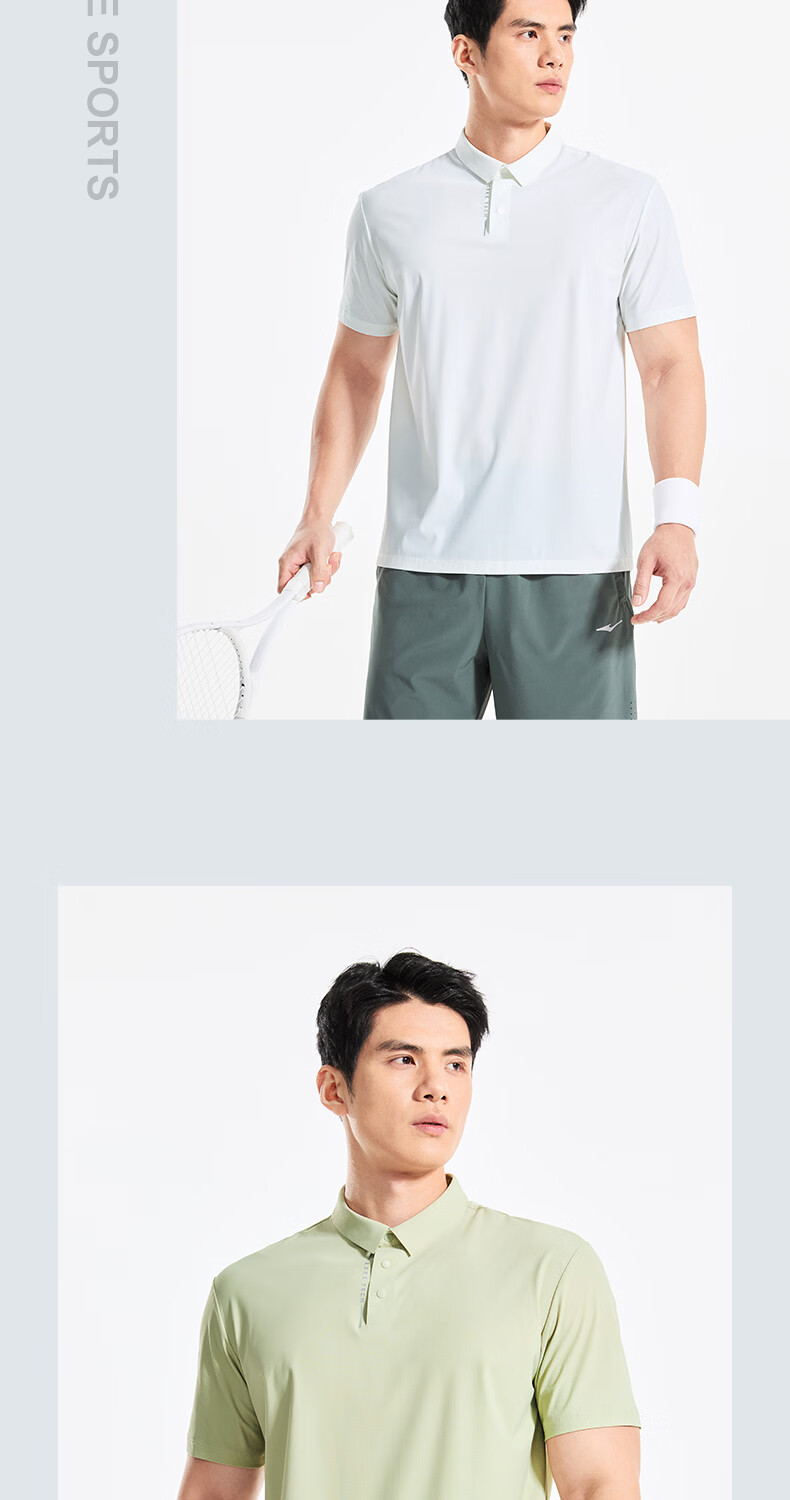 Erke Polo Shirt Summer Collared T-Shirt Sports Outdoor Casual Short Sleeve Ice Cool Lightweight Breathable High Elasticity Light Business Top 9