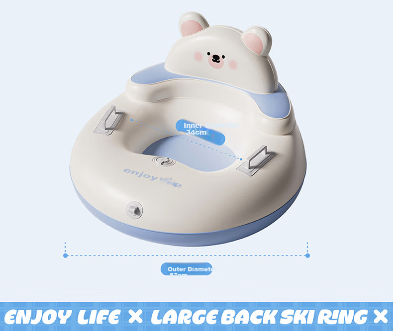 Adandyish Inflatable Snow Tube for Adults and Kids, Pressurized Snow Sled, Snowboard, Grass Sled Seat with Pull Rope, Cloud Milk Bear Design 11