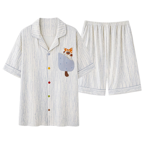 Urban Beauty Couples 100% Cotton Summer Pajama Set for Women, Short Sleeve and Shorts, Cartoon Homewear, Suitable for Outdoor Wear