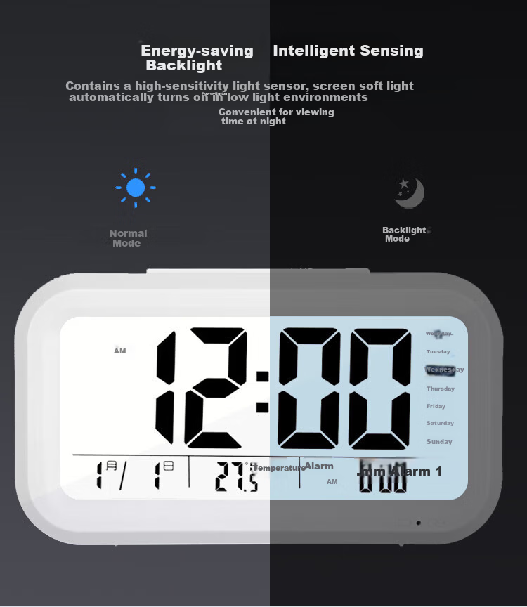 Bangu Mountain Electronic Alarm Clock Large Screen Big Digits Smart Battery Night Light Creative Kids Student Use 6