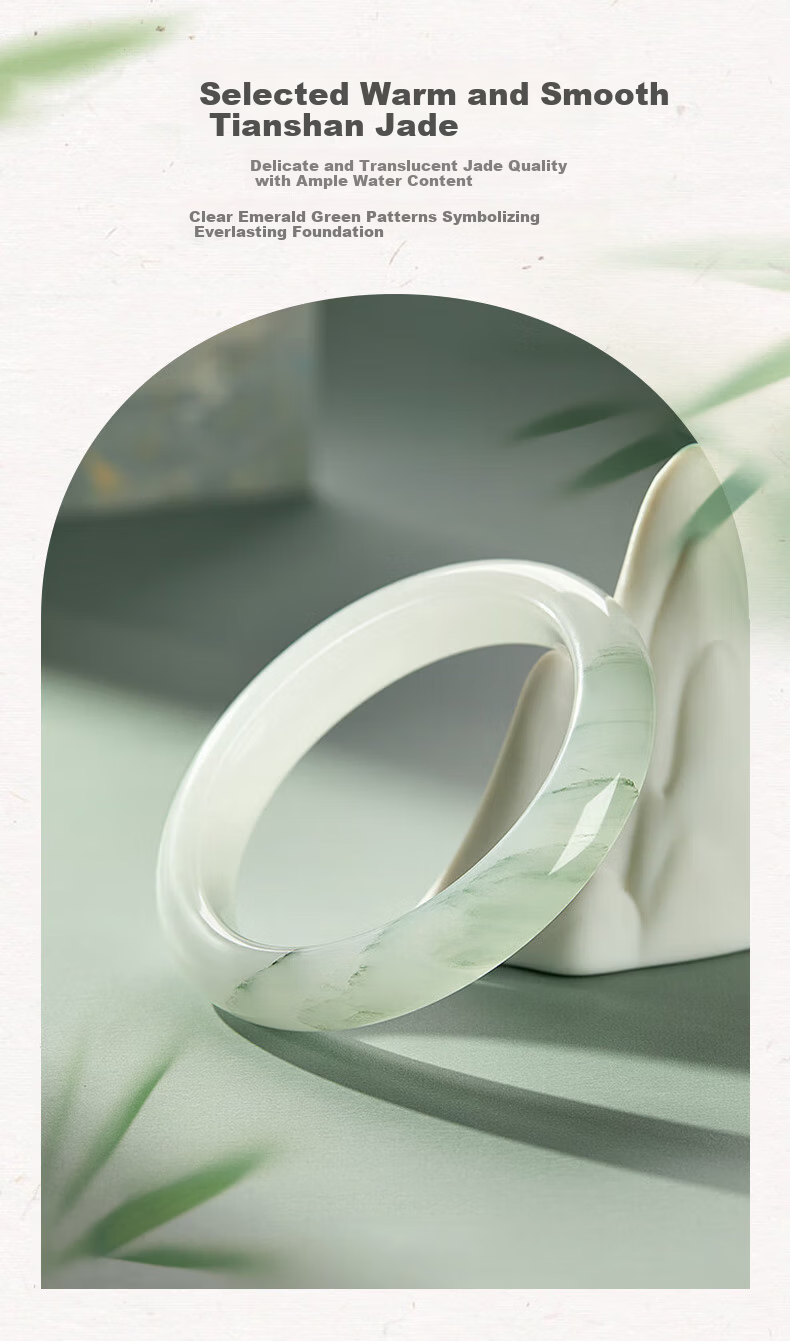 ALLOVE Tianshan Jade Bangle Women's Gold Silk Jade Bracelet Birthday Gift for Girlfriend Wife Wedding Anniversary 4