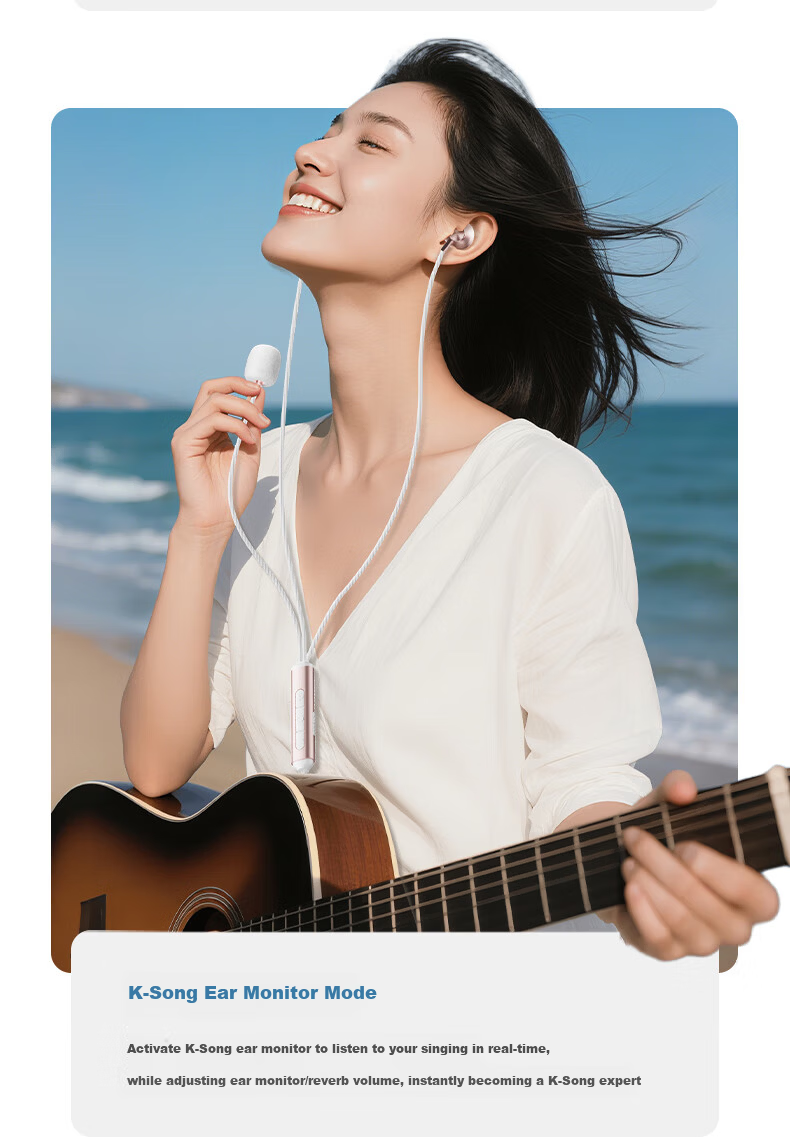 Quanmin K Ge Tencent Music Co-Branded Bluetooth Live Computer Sound Card Speaker Karaoke Wired Control Earphone Microphone with Ear Return Scoring Singing Recording KPods SE Live White 5
