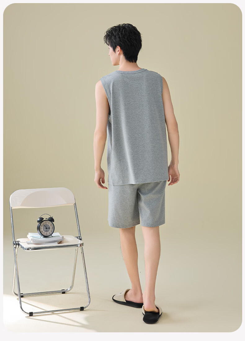 Xunmianren Men's Summer Vest Pajamas Pure Cotton Thin 2026 New Minimalist Plus Size Sleeveless Homewear Set 16
