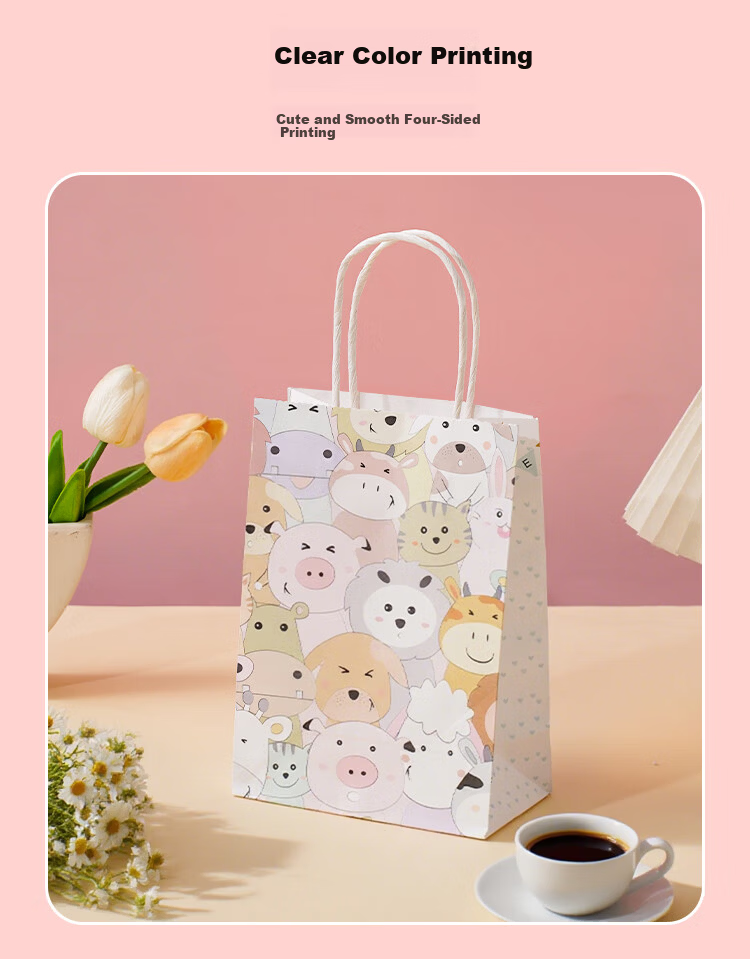 Banjeni Gift Bag Kraft Paper Handbag Student Activity Storage Bag Cute Paper Gift Packaging Bag 6