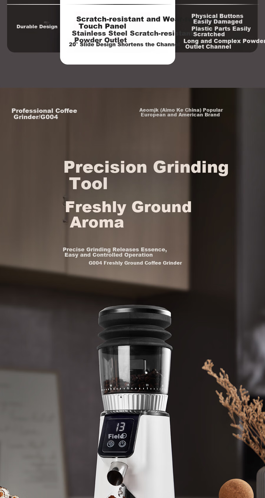 AEOMJK Automatic Electric Coffee Bean Grinder 25-Level Adjustable Home and Commercial Grinder with Commercial Blade G004 3