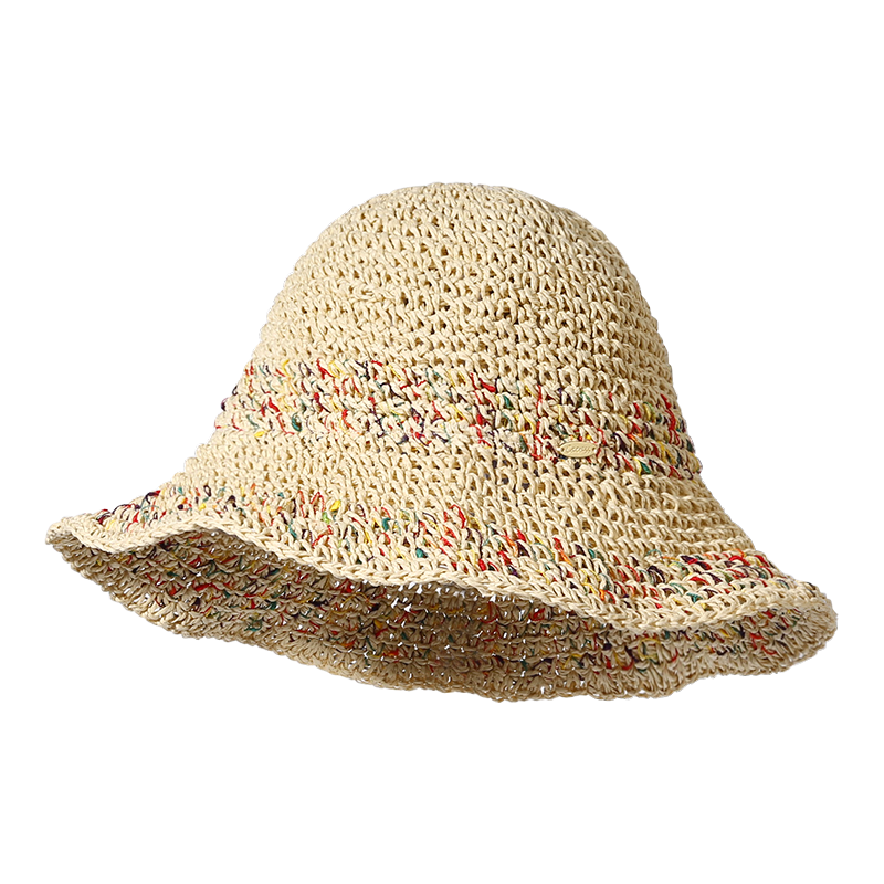 CACUSS Sun Hat for Women, Summer Straw Hat, Fashionable Fisherman Hat, Outdoor Sun Hat, Beach Hat, Face-Slimming Effect, Beige