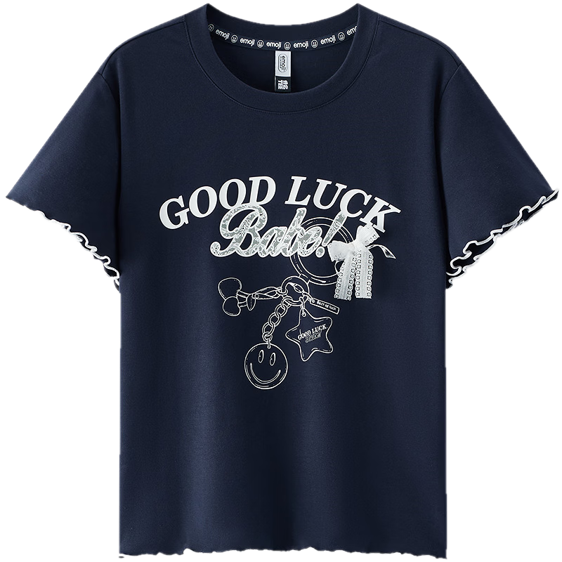 Semir Mall Edition | emoji™ Collaboration Series Women's Short Sleeve T-Shirt with Ruffled Edges 2026 Top 101326100059