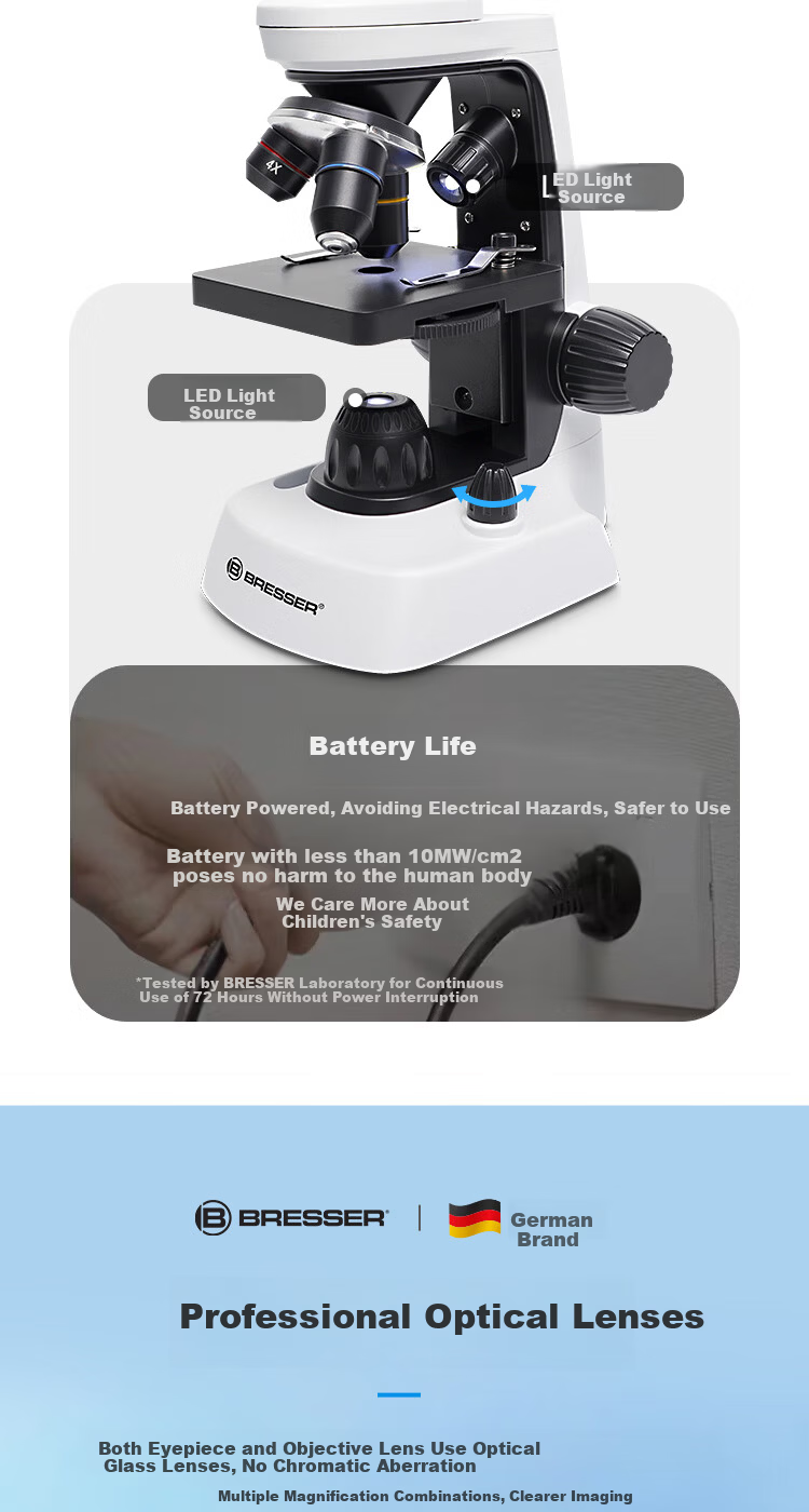Bresser Microscope Children's Biological Experiment Stereoscopic Optical Set 2000x HD Magnification 7