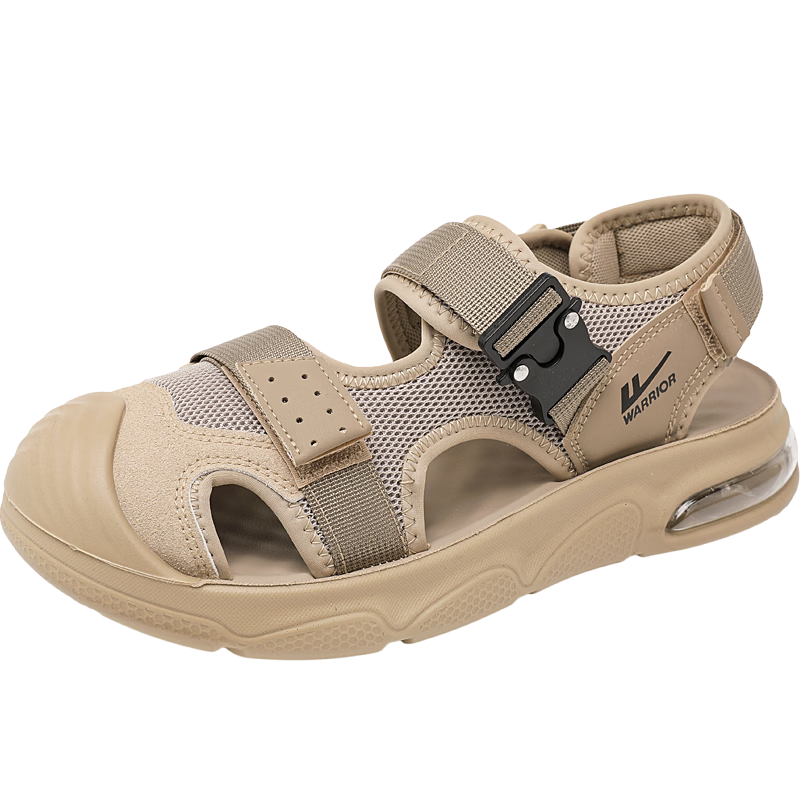 Warrior Men's Casual Sandals Thick Sole Sports Beach Shoes Anti-collision Slippers WSL(WZ)-1653 Khaki Size 43
