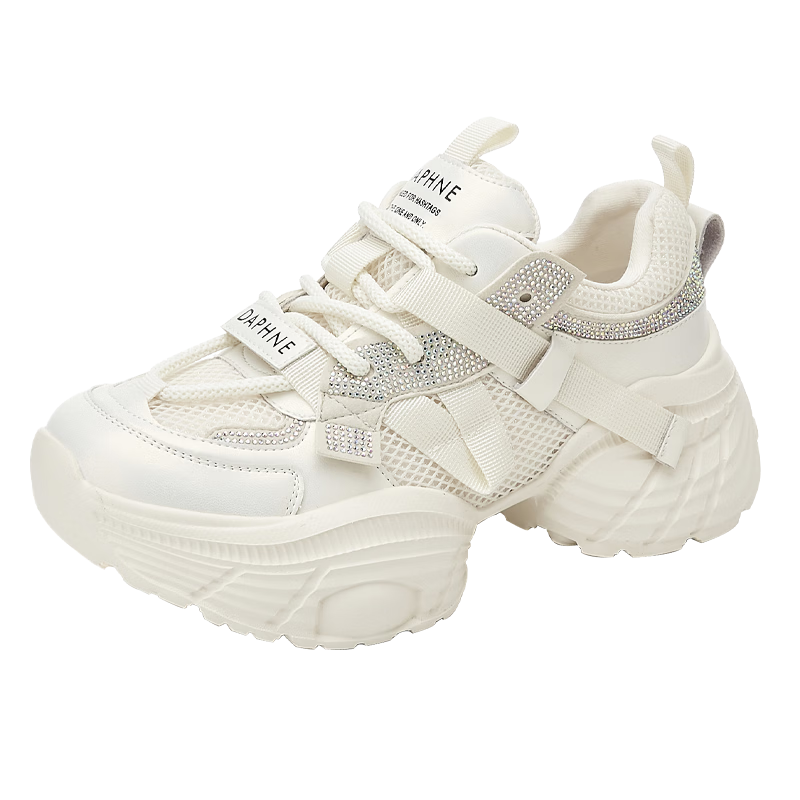 DAPHNE Silver Dad Shoes Thick-Soled Platform Women's Shoes Heightening Foot-Slimming Sneakers Beige 39