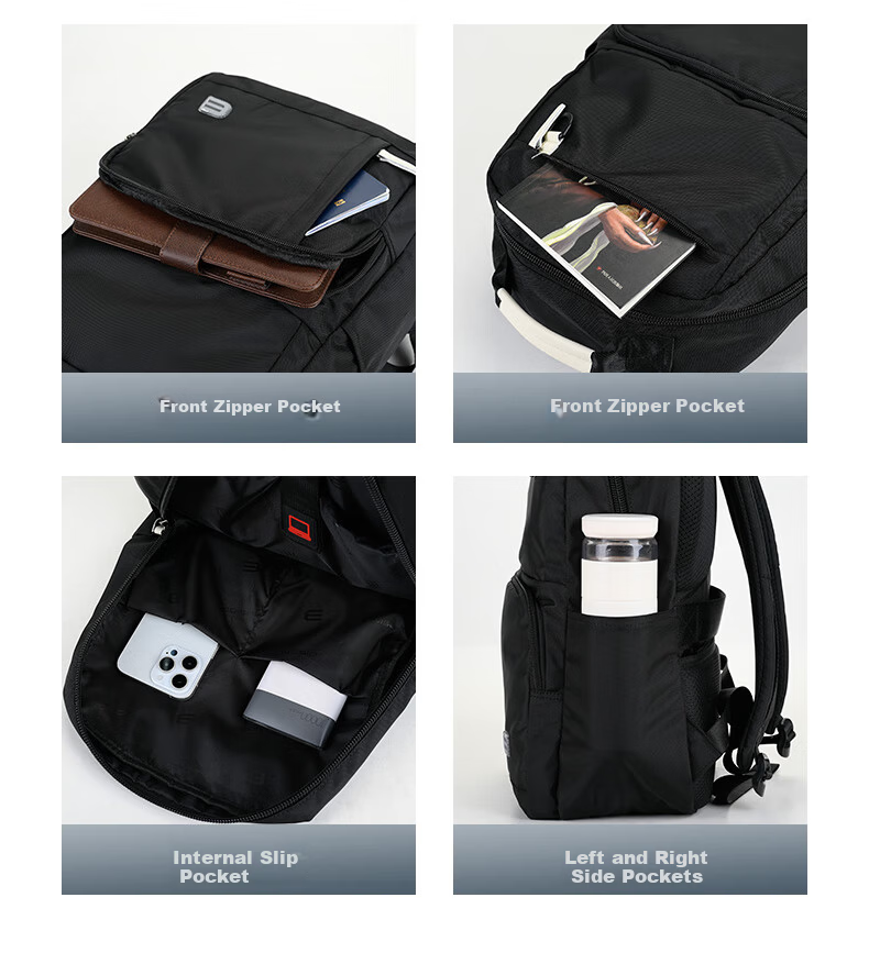 Edison Business Commuter Travel Backpack Laptop Bag Men's Backpack Y108-1 Classic Black 10
