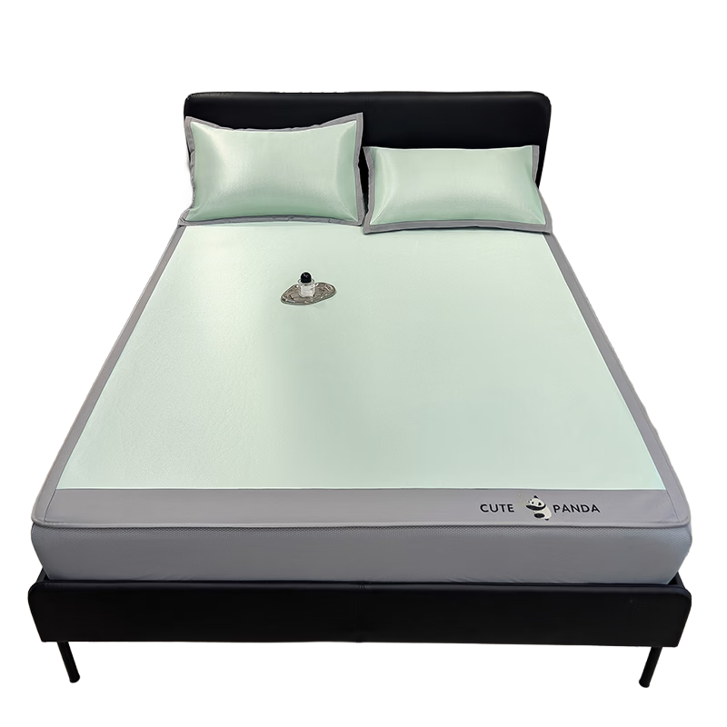 MUJI Class A Ice Silk Fitted Sheet Three-Piece Set Summer Washable Home Bedding Pillowcase 150*200cm