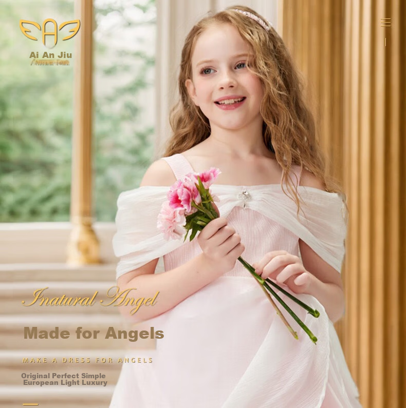 I natural Angel Sleeping Beauty Aurora Princess Dress Girls Pink Fairy Tale Forest Style Birthday Dress 1