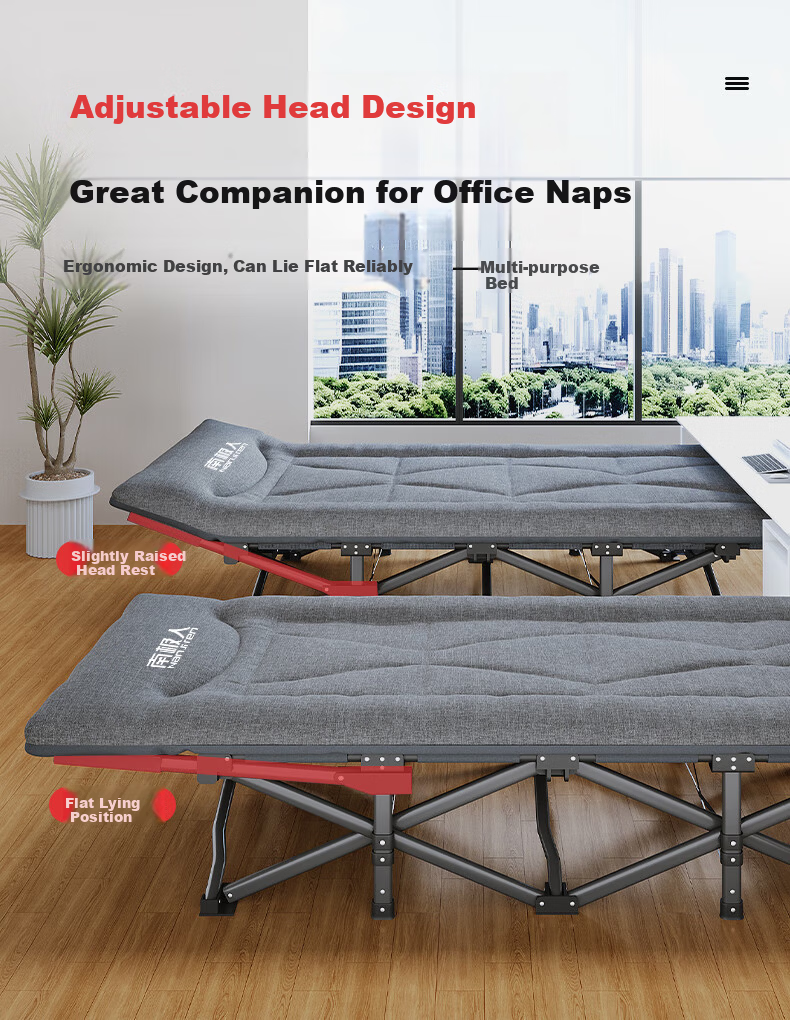 Nanjiren Folding Single Bed Office Nap Adjustable Head Ten-Leg Bed 3