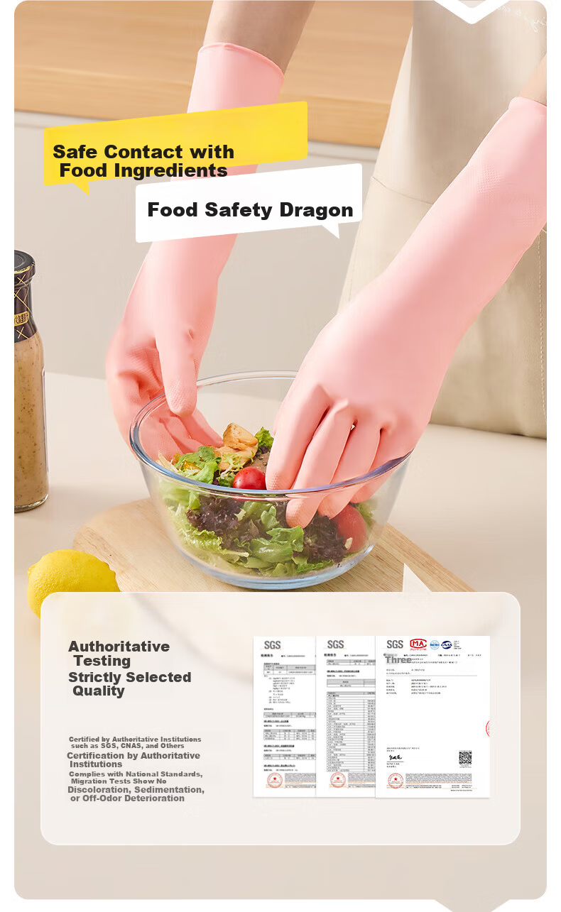 Little Seal Japanese Nitrile Gloves 30pcs One Size Kitchen Dishwashing Food Grade Rubber Household Extended Waterproof Disposable Latex 8