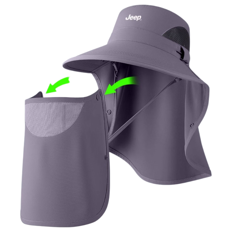 JEEP Men's Summer Outdoor Fishing Sun Protection Face Cover Bucket Hat Hiking Mountaineering Sun Hat