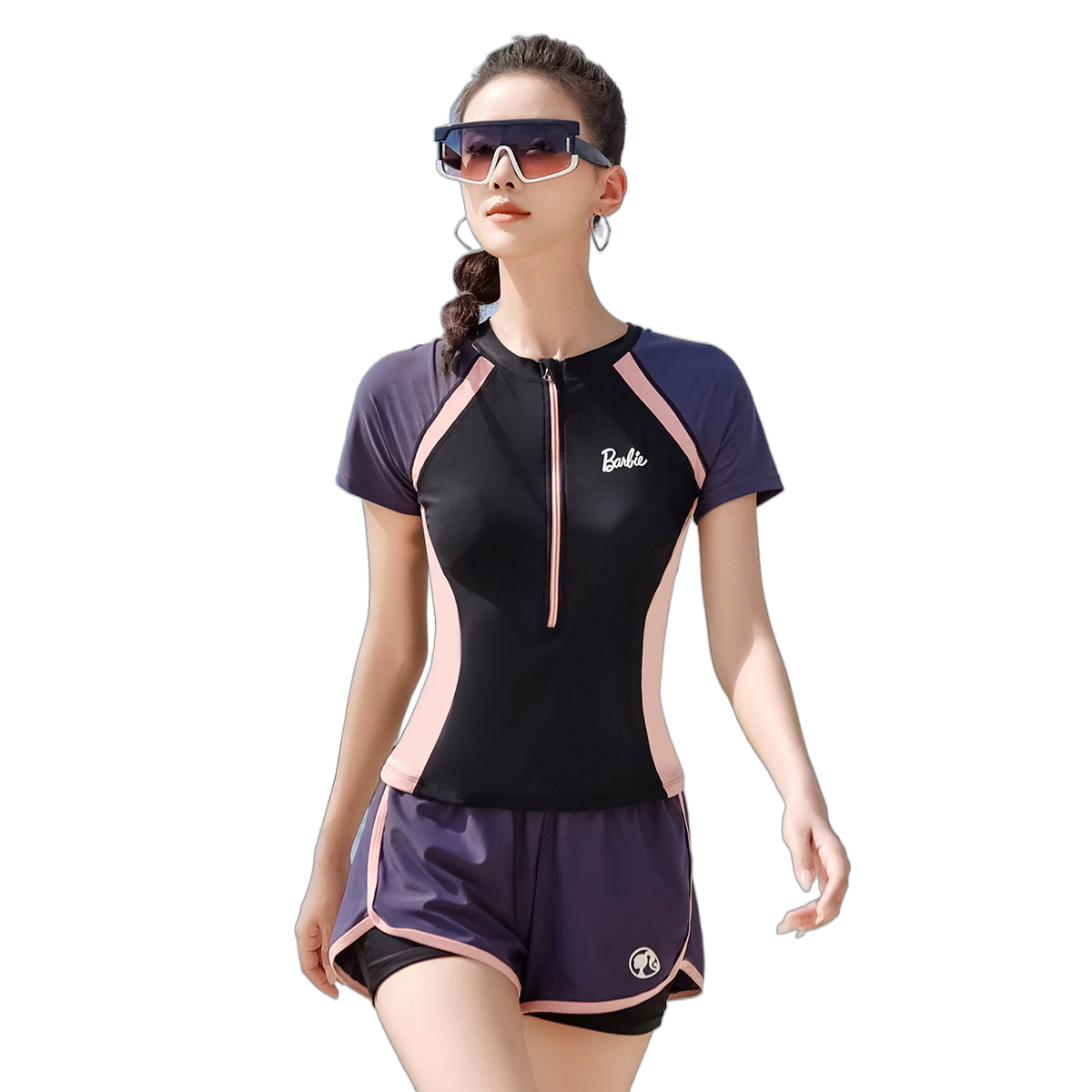 Barbie Conservative Two-Piece Swimsuit for Women, Plus Size Slimming Swimwear with Tummy Control And Flattering Fit for Curvy Girls