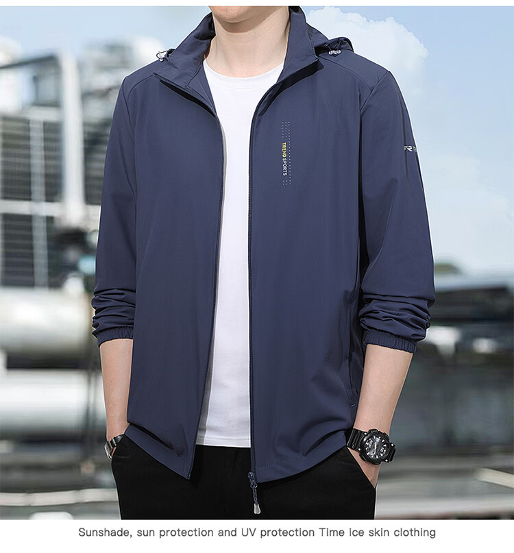 ROMON Men's Sunscreen Jacket Summer Ice Silk Quick-Dry Lightweight Breathable Casual Outdoor Fishing Coat Dark Gray M 8856 18