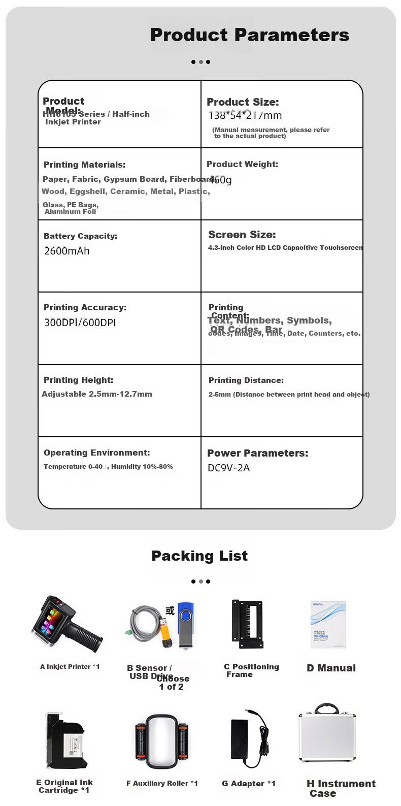 Depuda Handheld Inkjet Printer New Generation Automatic Production Date Coding Machine for Cartons Small Intelligent Electronic Food Packaging Bag Shelf Life Date Coder Quick-Dry Ink Cartridge 15