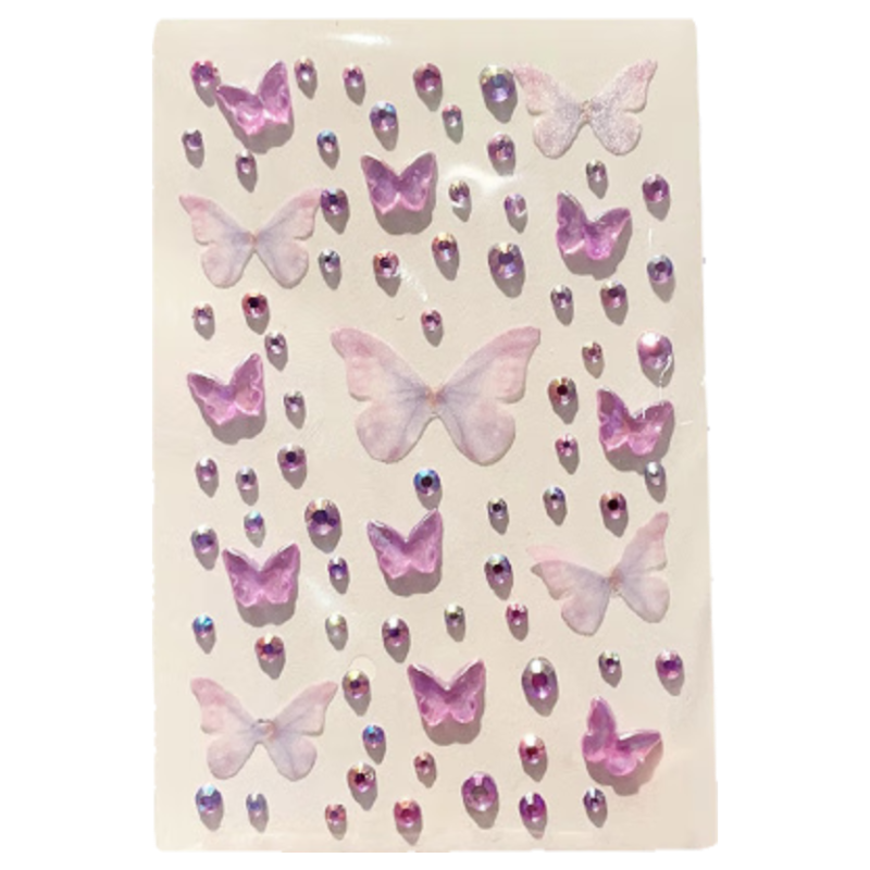 GOTOVAN Kids Face Makeup Stickers Butterfly Diamond Face Decoration Self-Adhesive Stage Performance Sequin Face Stickers Colorful Rhinestones for Concert New Year Festival