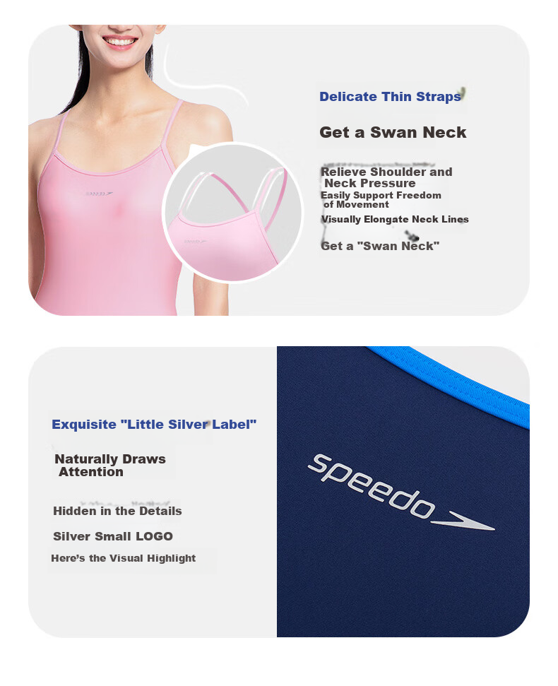 Speedo Free Series Chiffon Free Cross Back Thin Strap High Elasticity Thermal Spring One-Piece Swimsuit for Women, Sunset Pink, Size 34 7